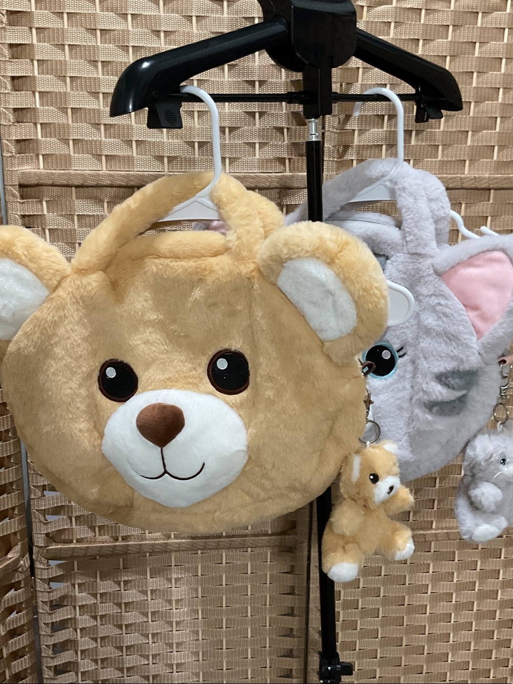 Set of Two Plush Kids Handbag with Matching Keychains